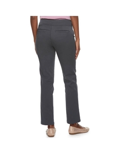 Непринужденные эластичные брюки прямого кроя с 4 карманами для миниатюрных женщин, цвет Black Micro Geo Croft & barrow