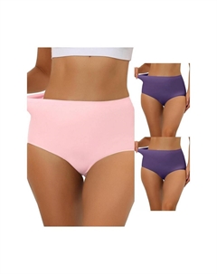 3 упаковки женских эластичных трусов с высокой талией, дышащего хипстерского нижнего белья без показа, цвет Dark Purple Mid Pink Allegra k