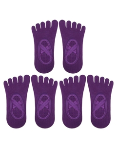 3 пары носков для йоги. Носки с пятью пальцами. Балетные носки с ручками для женщин. Светло-фиолетовые., цвет Dark Purple Unique bargains