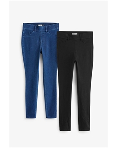 Длинные джинсовые леггинсы, 2 шт в упаковке, черный Next