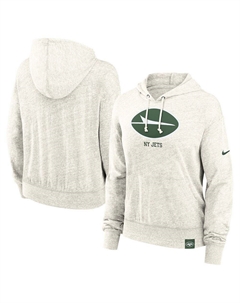 Женский кремовый пуловер с капюшоном и логотипом New York Jets Gym Vintage Logo, цвет Jet Beige Nike
