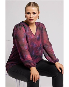 Лондонское размытие абстрактная верхняя блузка, красный Yours curve