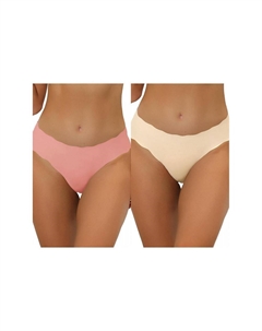 2 упаковки трусиков без следов для женщин, эластичное однотонное нижнее белье, невидимые трусы без показа, цвет Mid Pink Beige Allegra k