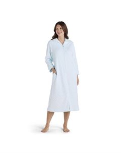 Длинный флисовый халат Petite на молнии, синий Miss elaine essentials