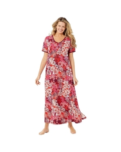 Длинная женская футболка-шезлонг для миниатюрных размеров больших размеров, цвет Pomegranate Floral Dreams & co.