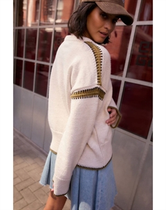 Мягкий на ощупь трикотажный джемпер с контрастной отделкой, белый Next