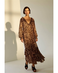 Платье Rowena с леопардовым принтом и оборками, коричневый Monsoon