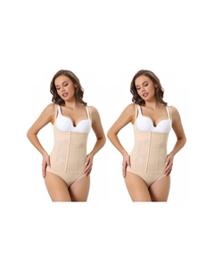2 упаковки корсета для талии для женщин Корректирующее белье Пуш-ап с контролем живота Дышащая майка без рукавов, бежевый Allegra k