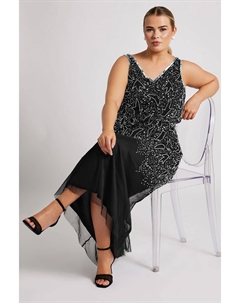 Роскошное макси платье с абстрактным декором, черный Yours curve