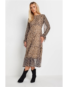 Платье миди с длинными рукавами и сетчатым узором в виде животных, коричневый Pixiegirl petite