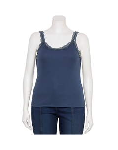 Майка больших размеров для юниоров с кружевной отделкой, цвет Common Blue So