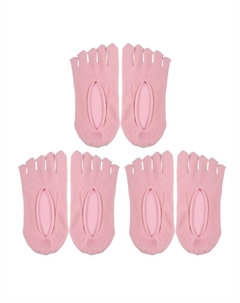 3 пары носков с пятью пальцами, дышащие мягкие модные женские носки без показа, розовый Unique bargains