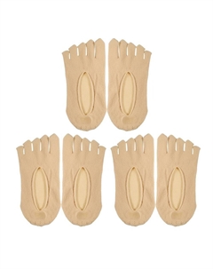 3 пары носков с пятью пальцами, дышащие мягкие модные женские носки без показа, бежевый Unique bargains