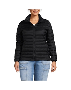 Складной пуховик больших размеров Wanderweight, черный Lands' end