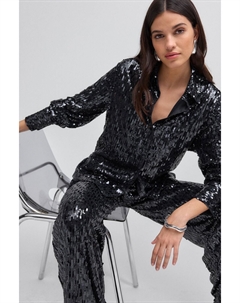 Рубашка с пайетками на пуговицах, синий Next