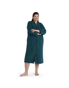 Длинный махровый халат на молнии с начесом сзади больших размеров, цвет Emerald Miss elaine essentials