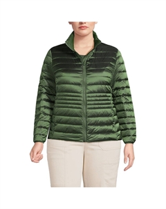 Складной пуховик больших размеров Wanderweight, цвет Estate Green Shine Lands' end