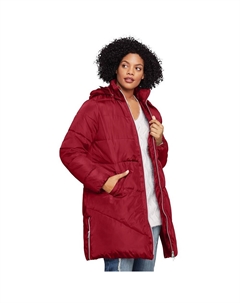 Длинный пуховик для женщин больших размеров, цвет Maroon Red Ellos