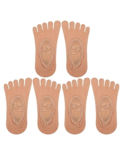 3 пары носков для йоги. Носки с пятью пальцами. Балетные носки с ручками для женщин. Светло-фиолетовые., бежевый Unique bargains