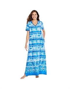 Длинная женская футболка-шезлонг для миниатюрных размеров больших размеров, цвет Bright Cobalt Tie Dye Dreams & co.