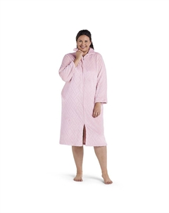 Длинный флисовый халат размера плюс на молнии, розовый Miss elaine essentials