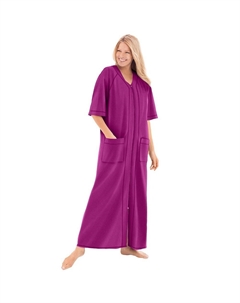 Длинный женский халат из френч терри размера плюс с молнией спереди, цвет Rich Magenta Dreams & co.