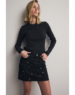 Мини юбка из денима с люверсами из 100% хлопка, черный Next