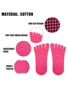 3 пары носков для йоги. Носки с пятью пальцами. Балетные носки с ручками для женщин. Светло-фиолетовые., фиолетовый Unique bargains