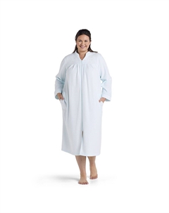 Длинный махровый халат на молнии с начесом сзади больших размеров, цвет Aqua Miss elaine essentials