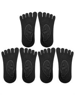 3 пары носков для йоги. Носки с пятью пальцами. Балетные носки с ручками для женщин. Светло-фиолетовые., черный Unique bargains