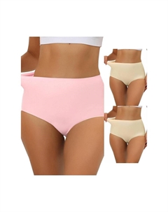 3 упаковки женских эластичных трусов с высокой талией, дышащего хипстерского нижнего белья без показа, цвет Beige Mid Pink Allegra k