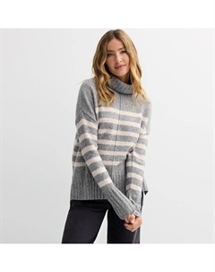 Свитер-туника с высоким воротником Petite, цвет Grey Classic Stripe Sonoma goods for life