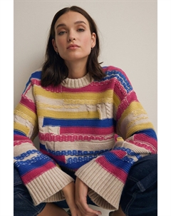 Вязаный джемпер с широкими рукавами и цветными блоками, мультиколор Next