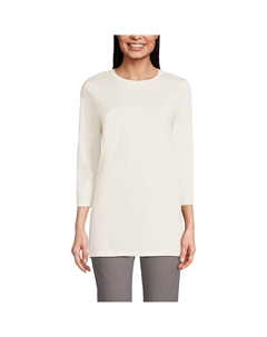 Женская хлопковая туника с круглым вырезом Lands End Supima, цвет Fresh Ivory Lands' end