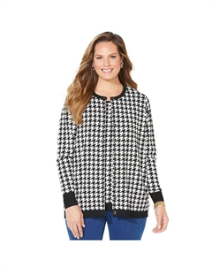 Женский классический кардиган больших размеров Liz&me, цвет Black Houndstooth Catherine's