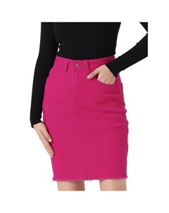 Джинсовая юбка для женщин, повседневные рваные джинсовые юбки длиной до колена, цвет Hot Pink Allegra k