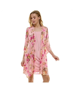 Женский комплект из 2 предметов: кардиган и платье с рукавами-колокольчиками, цвет Coral Pink Fuschia Luxology