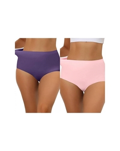 2 упаковки женских эластичных трусов с высокой талией, дышащее хипстерское нижнее белье без следов, цвет Dark Purple Mid Pink Allegra k