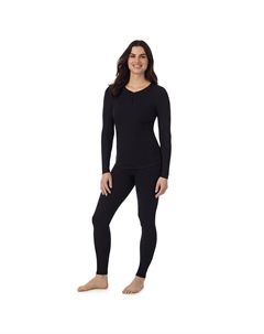 Женская футболка-хенли с круглым вырезом и длинными рукавами в рубчик, цвет Cabernet Cuddl duds