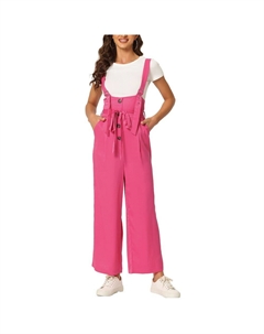 Женский комбинезон прямого кроя с пуговицами спереди, высокой талией и поясом, цвет Rose Red Allegra k