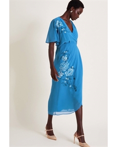 Платье миди Lyla с цветочным узором, синий Monsoon