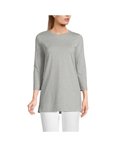 Женская хлопковая туника с круглым вырезом Lands End Supima, цвет Gray Heather Lands' end