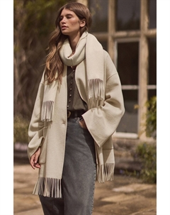 Премиальное пальто шарф ручной работы из шерсти с высоким содержанием шерсти, бежевый Next