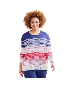 Женский классический кардиган больших размеров Liz&me, цвет Multi Stripe Catherine's