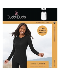 Женская футболка-хенли с круглым вырезом и длинными рукавами в рубчик, цвет Ivory Cuddl duds