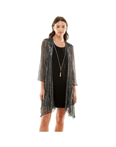 Женский комплект из 2 предметов: ожерелье и куртка-платье, цвет Black Silver Luxology