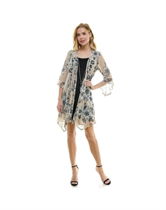 Женский комплект из 2 предметов: кардиган и платье с рукавами-колокольчиками, цвет Tan Black Ivory Luxology