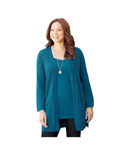 Женский кардиган-свитер с мраморным узором больших размеров, цвет Deep Teal Catherine's