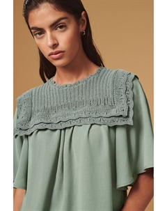 Джемпер из комбинированной трикотажной пряжи с оборками, зеленый Next