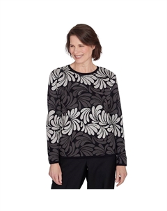 Свитер с струящимся геометрическим принтом Petite, цвет Charcoal Alfred dunner